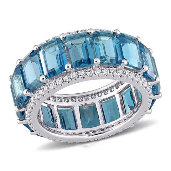 Original Amour 14k White Gold 58 CT Diamond TW And 11 78 CT TGW London Blue Topaz Eternity Ring JMS always Rings Original Amour 14k White Gold 58 CT Diamond TW And 11 78 CT TGW London Blue Topaz Eternity Ring JMS always Rings