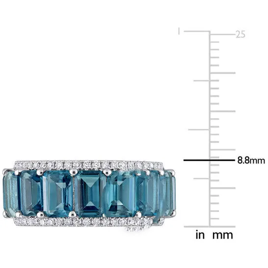 Original Amour 14k White Gold 58 CT Diamond TW And 11 78 CT TGW London Blue Topaz Eternity Ring JMS always Rings
