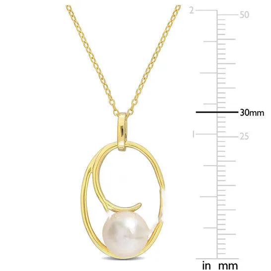 Original AMOUR 9510mm Cultured Freshwater Pearl Geometric Pendant with Chain In Yellow Plated Sterling Silver JMS always Necklaces Original AMOUR 9510mm Cultured Freshwater Pearl Geometric Pendant with Chain In Yellow Plated Sterling Silver JMS always Necklaces