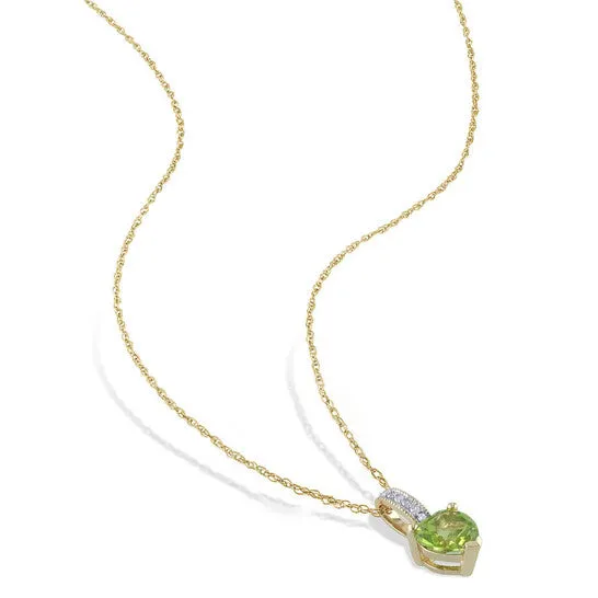 Original AMOUR Heart Shaped Peridot Pendant and Chain with Diamonds In 10K Yellow Gold JMS always Necklaces Original AMOUR Heart Shaped Peridot Pendant and Chain with Diamonds In 10K Yellow Gold JMS always Necklaces