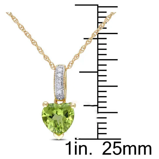 Original AMOUR Heart Shaped Peridot Pendant and Chain with Diamonds In 10K Yellow Gold JMS always Necklaces Original AMOUR Heart Shaped Peridot Pendant and Chain with Diamonds In 10K Yellow Gold JMS always Necklaces