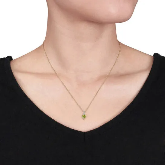 Original AMOUR Heart Shaped Peridot Pendant and Chain with Diamonds In 10K Yellow Gold JMS always Necklaces Original AMOUR Heart Shaped Peridot Pendant and Chain with Diamonds In 10K Yellow Gold JMS always Necklaces