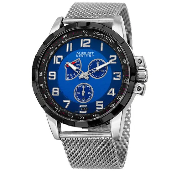 Original August Steiner Quartz Blue Dial Stainless Steel Mesh Mens Watch AS8202SSBU JMS always Bracelets Original August Steiner Quartz Blue Dial Stainless Steel Mesh Mens Watch AS8202SSBU JMS always Bracelets