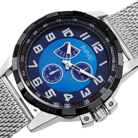 Original August Steiner Quartz Blue Dial Stainless Steel Mesh Mens Watch AS8202SSBU JMS always Bracelets Original August Steiner Quartz Blue Dial Stainless Steel Mesh Mens Watch AS8202SSBU JMS always Bracelets