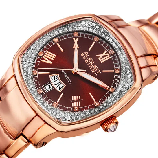 Original August Steiner Quartz Diamond Brown Dial Ladies Watch AS8193RGBR JMS always Watches Original August Steiner Quartz Diamond Brown Dial Ladies Watch AS8193RGBR JMS always Watches