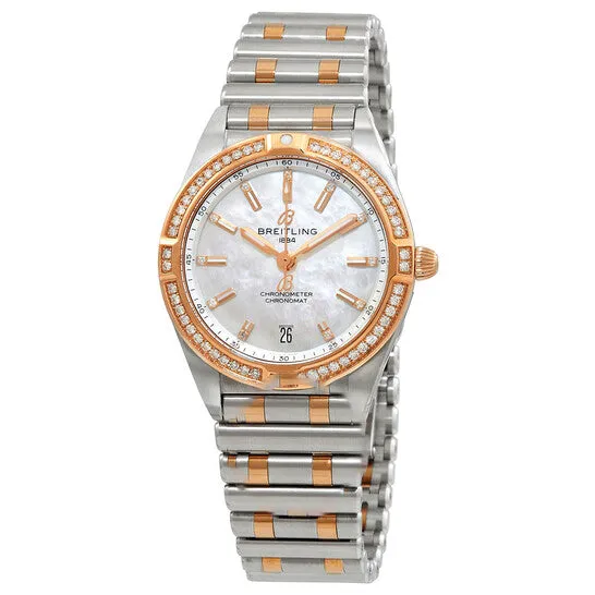 Original Breitling Chronomat Quartz Chronometer Diamond Mother of Pearl Dial Twotone Ladies Watch U77310591A2U1 JMS always Rings Original Breitling Chronomat Quartz Chronometer Diamond Mother of Pearl Dial Twotone Ladies Watch U77310591A2U1 JMS always Rings