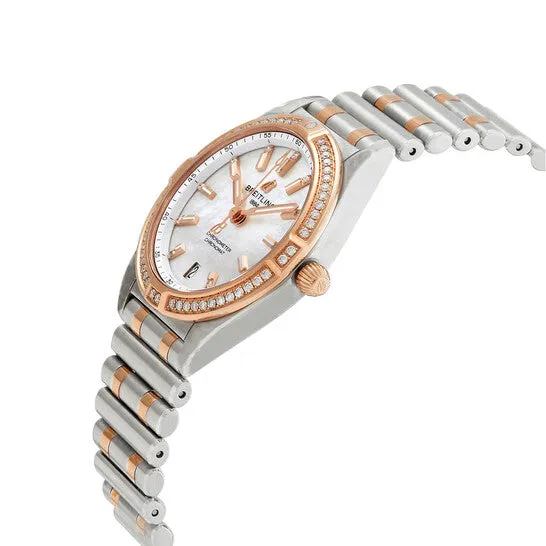 Original Breitling Chronomat Quartz Chronometer Diamond Mother of Pearl Dial Twotone Ladies Watch U77310591A2U1 JMS always Rings Original Breitling Chronomat Quartz Chronometer Diamond Mother of Pearl Dial Twotone Ladies Watch U77310591A2U1 JMS always Rings