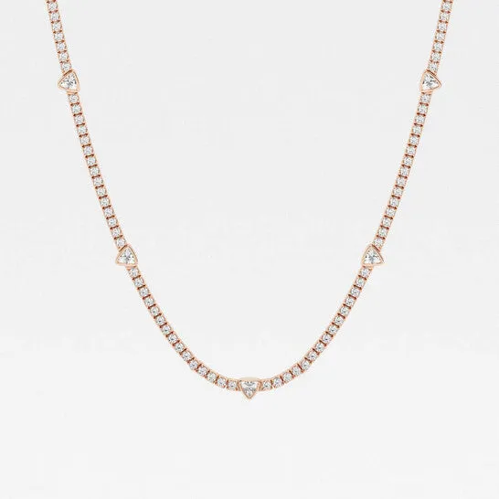 Original Brilliant Diamond 874 cttw 14KT Rose Gold Prong Setting TrillionCut Lab Grown Diamond Tennis Necklace for WomenVS2 JMS always Necklaces Original Brilliant Diamond 874 cttw 14KT Rose Gold Prong Setting TrillionCut Lab Grown Diamond Tennis Necklace for WomenVS2 JMS always Necklaces