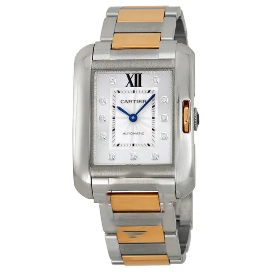 Original Cartier Tank Anglaise Silver Dial Stainless Steel with 18kt Rose Gold Ladies Watch WT100034 JMS always Bracelets Original Cartier Tank Anglaise Silver Dial Stainless Steel with 18kt Rose Gold Ladies Watch WT100034 JMS always Bracelets