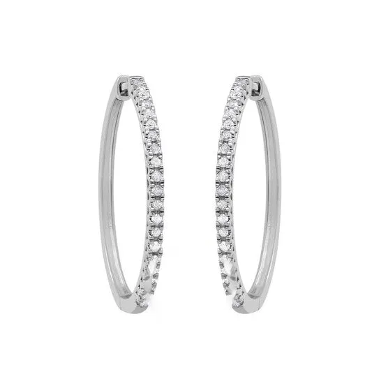 Original Diamond Muse 025 cttw White Gold Over Sterling Silver Diamond Hoop Earrings for Women JMS always Earrings Original Diamond Muse 025 cttw White Gold Over Sterling Silver Diamond Hoop Earrings for Women JMS always Earrings
