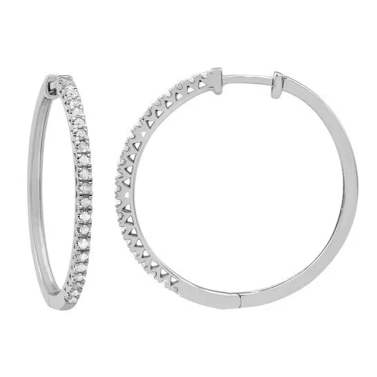 Original Diamond Muse 025 cttw White Gold Over Sterling Silver Diamond Hoop Earrings for Women JMS always Earrings Original Diamond Muse 025 cttw White Gold Over Sterling Silver Diamond Hoop Earrings for Women JMS always Earrings