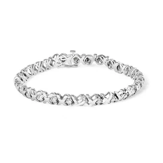 Original Haus of Brilliance 10K White Gold 1 12 Cttw Diamond Alternating Diamond and XLink 75 Tennis Bracelet HI Color I2I3 Clarity JMS always Bracelets Original Haus of Brilliance 10K White Gold 1 12 Cttw Diamond Alternating Diamond and XLink 75 Tennis Bracelet HI Color I2I3 Clarity JMS always Bracelets