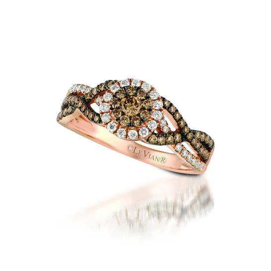 Original Le Vian Chocolatier Ring Chocolate Diamonds Vanilla Diamonds set in 14K Strawberry Gold Ring Size 7 ZUIG 74 JMS always Rings