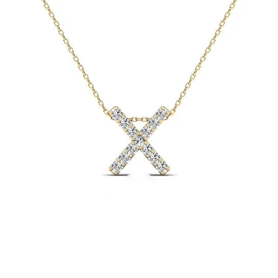 Original Maulijewels 013 Carat Natural Diamond Initial X Pendant Necklace In 14K Yellow Gold With 18 Cable Chain JMS always Necklaces Original Maulijewels 013 Carat Natural Diamond Initial X Pendant Necklace In 14K Yellow Gold With 18 Cable Chain JMS always Necklaces