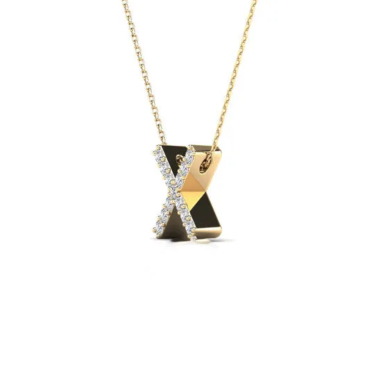 Original Maulijewels 013 Carat Natural Diamond Initial X Pendant Necklace In 14K Yellow Gold With 18 Cable Chain JMS always Necklaces Original Maulijewels 013 Carat Natural Diamond Initial X Pendant Necklace In 14K Yellow Gold With 18 Cable Chain JMS always Necklaces