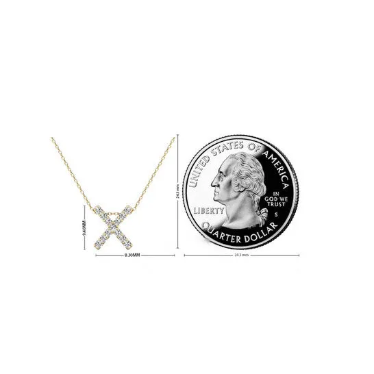 Original Maulijewels 013 Carat Natural Diamond Initial X Pendant Necklace In 14K Yellow Gold With 18 Cable Chain JMS always Necklaces Original Maulijewels 013 Carat Natural Diamond Initial X Pendant Necklace In 14K Yellow Gold With 18 Cable Chain JMS always Necklaces