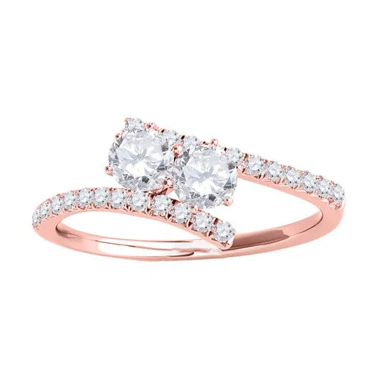 Original Maulijewels 075 Carat Natural Round White Diamond Two Stone Women Engagement Ring In 14K Solid Rose Gold JMS always Rings Original Maulijewels 075 Carat Natural Round White Diamond Two Stone Women Engagement Ring In 14K Solid Rose Gold JMS always Rings