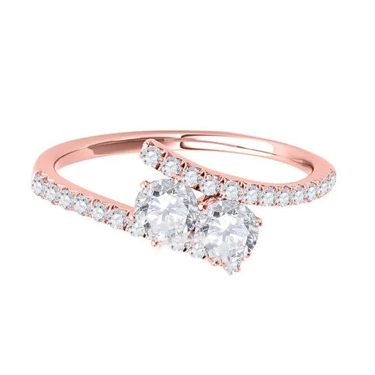 Original Maulijewels 075 Carat Natural Round White Diamond Two Stone Women Engagement Ring In 14K Solid Rose Gold JMS always Rings Original Maulijewels 075 Carat Natural Round White Diamond Two Stone Women Engagement Ring In 14K Solid Rose Gold JMS always Rings