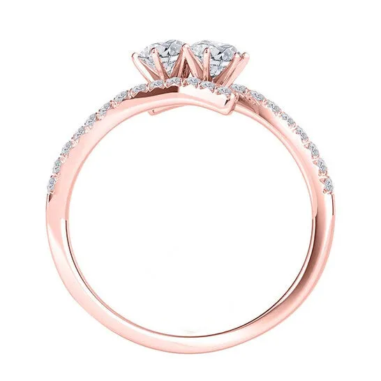 Original Maulijewels 075 Carat Natural Round White Diamond Two Stone Women Engagement Ring In 14K Solid Rose Gold JMS always Rings Original Maulijewels 075 Carat Natural Round White Diamond Two Stone Women Engagement Ring In 14K Solid Rose Gold JMS always Rings