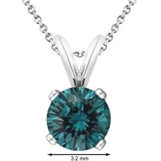 Original Maulijewels Blue Diamond 14 Carat Natural Solitaire Pendant In 14K White Gold With 18 14K White Gold Plated Sterling Silver Box Chain JMS always Necklaces Original Maulijewels Blue Diamond 14 Carat Natural Solitaire Pendant In 14K White Gold With 18 14K White Gold Plated Sterling Silver Box Chain JMS always Necklaces