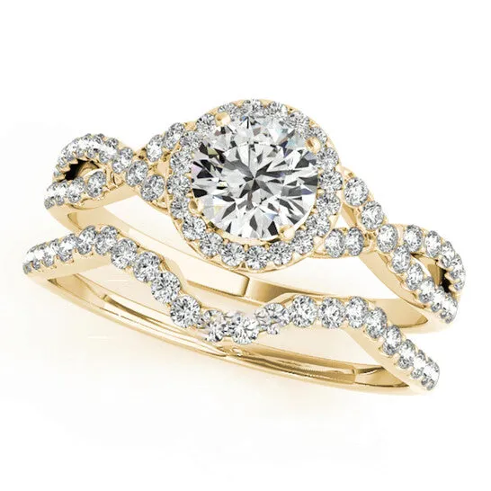 Original Maulijewels Halo Diamond Engagement Bridal Ring Set in 14K Solid Yellow Gold with 050 Carat diamonds JMS always Rings Original Maulijewels Halo Diamond Engagement Bridal Ring Set in 14K Solid Yellow Gold with 050 Carat diamonds JMS always Rings