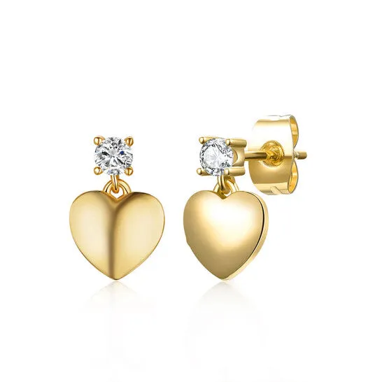 Original Rachel Glauber 14k Yellow Gold Plated Cubic Zirconia Heart Dangle Earrings JMS always Earrings Original Rachel Glauber 14k Yellow Gold Plated Cubic Zirconia Heart Dangle Earrings JMS always Earrings