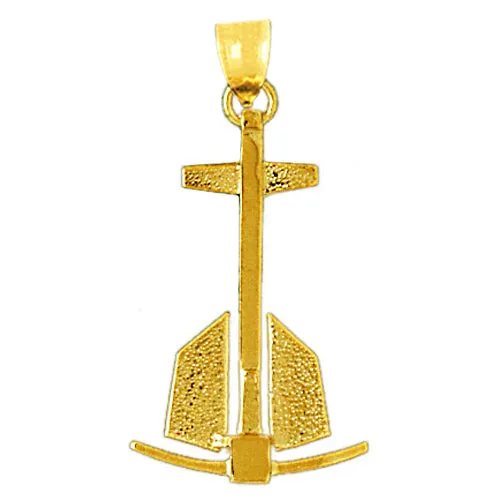 PreStyled Sets 14K Gold 3D Anchor Pendant Goldia