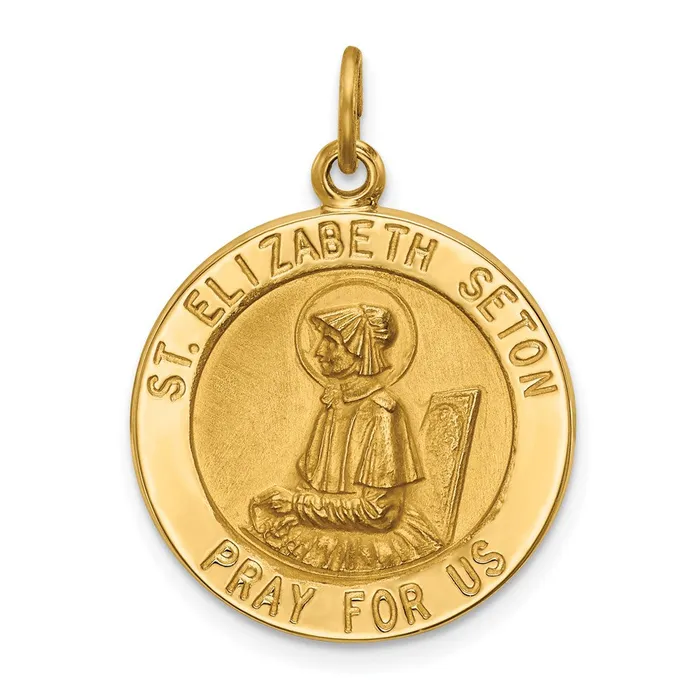 PreStyled Sets 14k Yellow Gold Saint Elizabeth Seton Medal Pendant Goldia