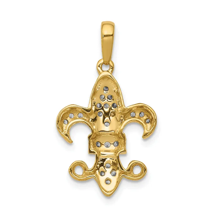 PreStyled Sets Goldia 14k Yellow Gold 15 Ct Lab Grown Diamond VSSI G Fleur De Lis Pendant