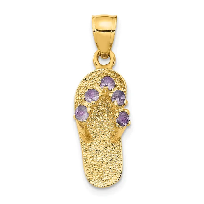 PreStyled Sets Goldia 14k Yellow Gold 3D JuneCZ Birthstone Flip Flop Pendant PreStyled Sets Goldia 14k Yellow Gold 3D JuneCZ Birthstone Flip Flop Pendant