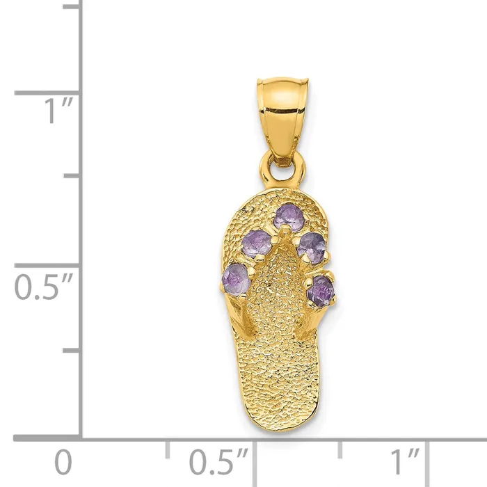 PreStyled Sets Goldia 14k Yellow Gold 3D JuneCZ Birthstone Flip Flop Pendant