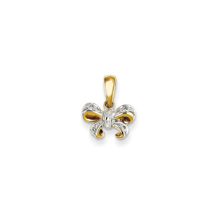 PreStyled Sets Goldia 14K Yellow Gold Real Diamond Bow Pendant