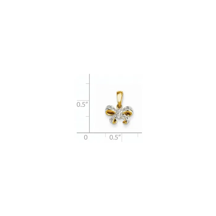PreStyled Sets Goldia 14K Yellow Gold Real Diamond Bow Pendant