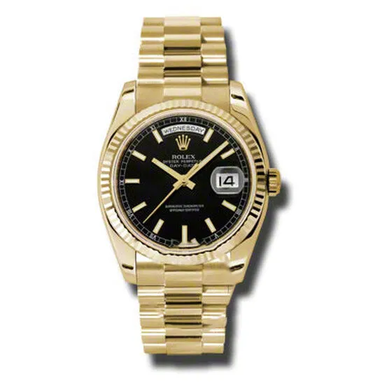 PreStyled Sets Original Rolex DayDate Black Dial 18K Yellow Gold President Automatic Mens Watch 118238BKSP JMS always PreStyled Sets Original Rolex DayDate Black Dial 18K Yellow Gold President Automatic Mens Watch 118238BKSP JMS always