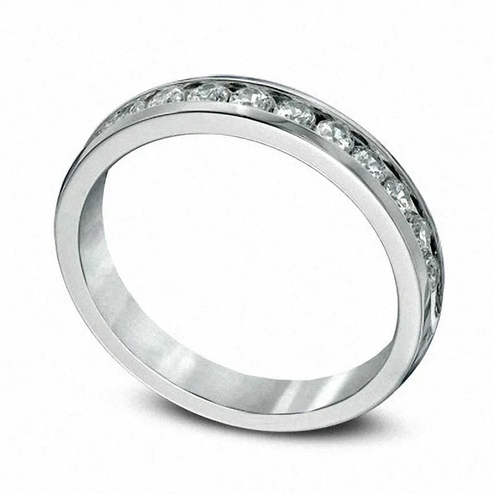 Previously Owned 050 CT TW Natural Diamond Channel Band in Solid 14K White Gold Goldia Rings Previously Owned 050 CT TW Natural Diamond Channel Band in Solid 14K White Gold Goldia Rings