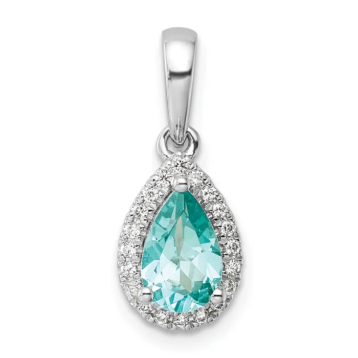 Pure Serenity 14k White Gold 18 Ct Lab Grown Diamond VSSI G and Lab Created Paraiba Pear Pendant Goldia Necklaces Pure Serenity 14k White Gold 18 Ct Lab Grown Diamond VSSI G and Lab Created Paraiba Pear Pendant Goldia Necklaces