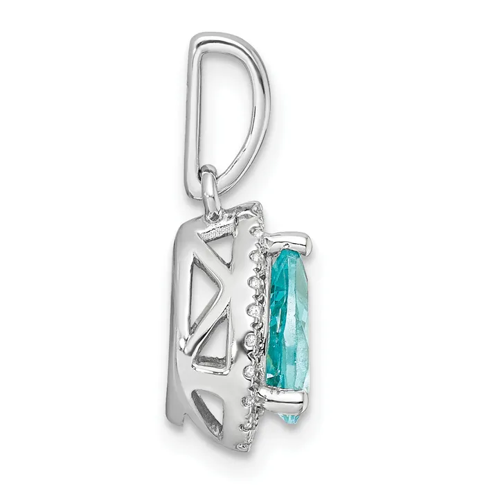 Pure Serenity 14k White Gold 18 Ct Lab Grown Diamond VSSI G and Lab Created Paraiba Pear Pendant Goldia Necklaces