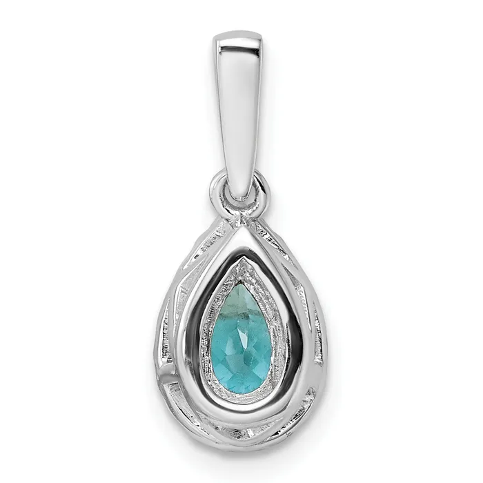 Pure Serenity 14k White Gold 18 Ct Lab Grown Diamond VSSI G and Lab Created Paraiba Pear Pendant Goldia Necklaces