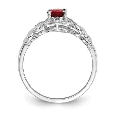 Real 7x5mm Oval Ruby u0026 Diamond Ring 14K White Gold July Birthstone Jewelry Goldiacom Rings