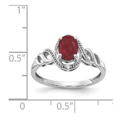 Real 7x5mm Oval Ruby u0026 Diamond Ring 14K White Gold July Birthstone Jewelry Goldiacom Rings