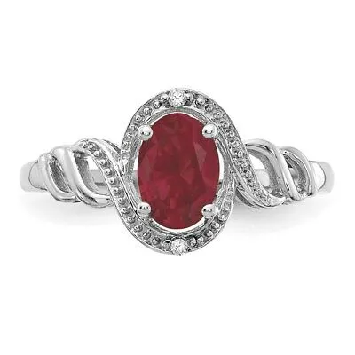 Real 7x5mm Oval Ruby u0026 Diamond Ring 14K White Gold July Birthstone Jewelry Goldiacom Rings