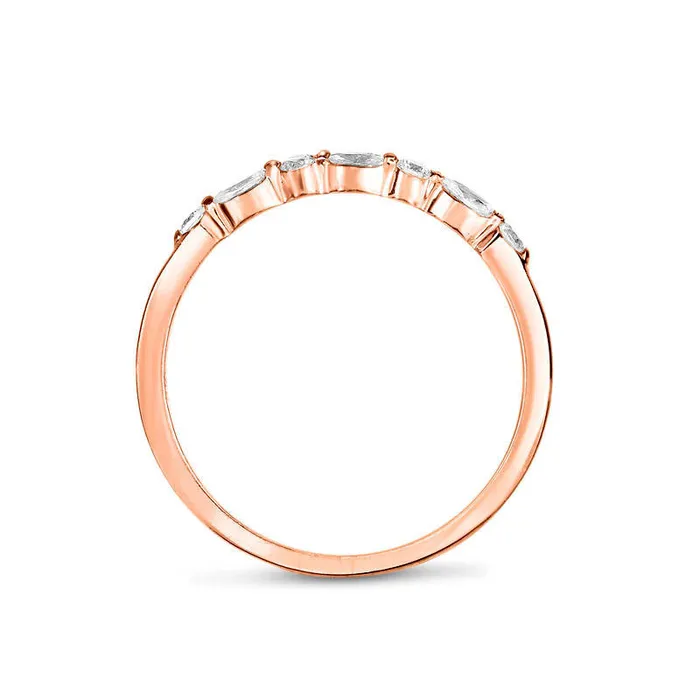 Rings 013 CT TW Marquise and Round Natural Diamond Alternating Anniversary Band in Solid 14K Rose Gold Goldia Rings 013 CT TW Marquise and Round Natural Diamond Alternating Anniversary Band in Solid 14K Rose Gold Goldia