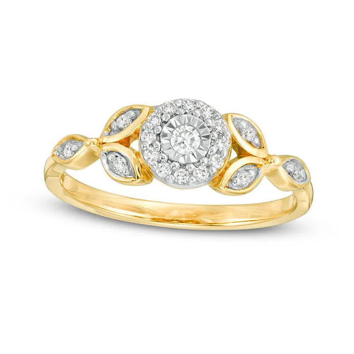 Rings 020 CT TW Natural Diamond Leaves Promise Ring in Solid 10K Yellow Gold Goldia Rings 020 CT TW Natural Diamond Leaves Promise Ring in Solid 10K Yellow Gold Goldia