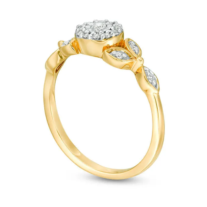 Rings 020 CT TW Natural Diamond Leaves Promise Ring in Solid 10K Yellow Gold Goldia Rings 020 CT TW Natural Diamond Leaves Promise Ring in Solid 10K Yellow Gold Goldia