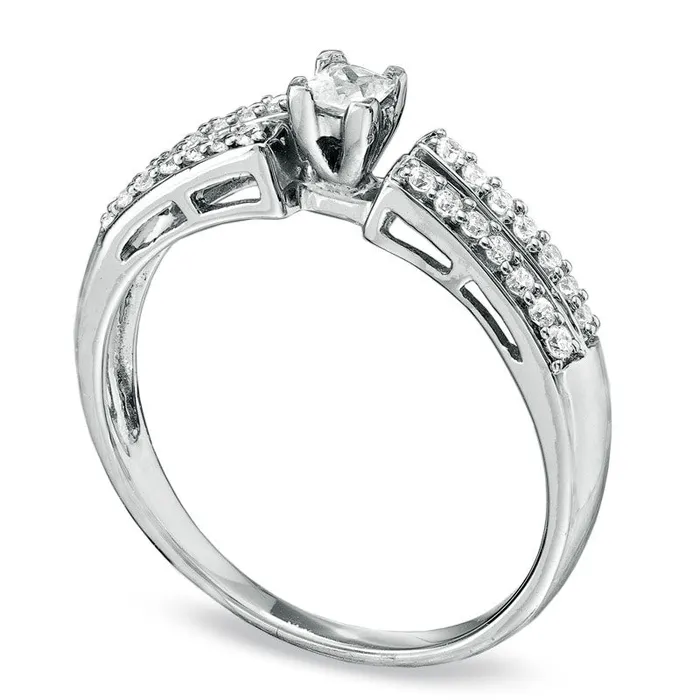 Rings 025 CT TW PrincessCut Natural Diamond Promise Ring in Solid 10K White Gold Goldia Rings 025 CT TW PrincessCut Natural Diamond Promise Ring in Solid 10K White Gold Goldia