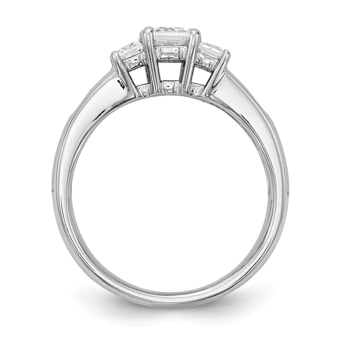 Rings 075ct CZ Solid Real 14K White Gold 3Stone Engagement Ring Goldia