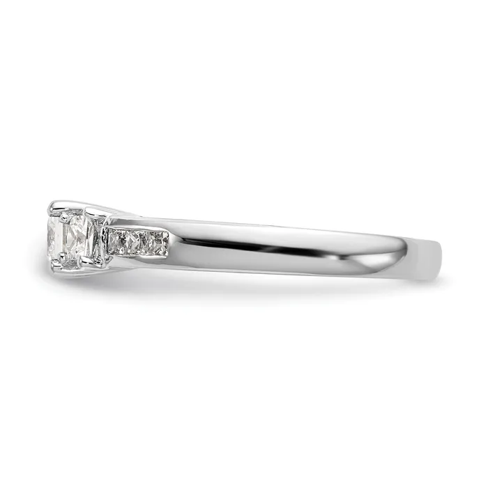 Rings 075ct CZ Solid Real 14K White Gold 3Stone Engagement Ring Goldia
