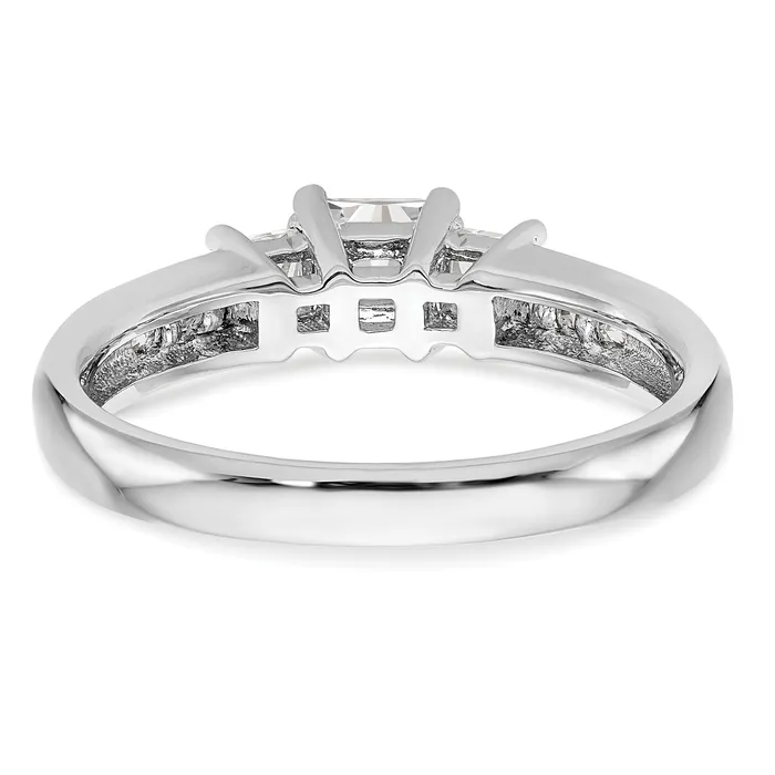 Rings 075ct CZ Solid Real 14K White Gold 3Stone Engagement Ring Goldia