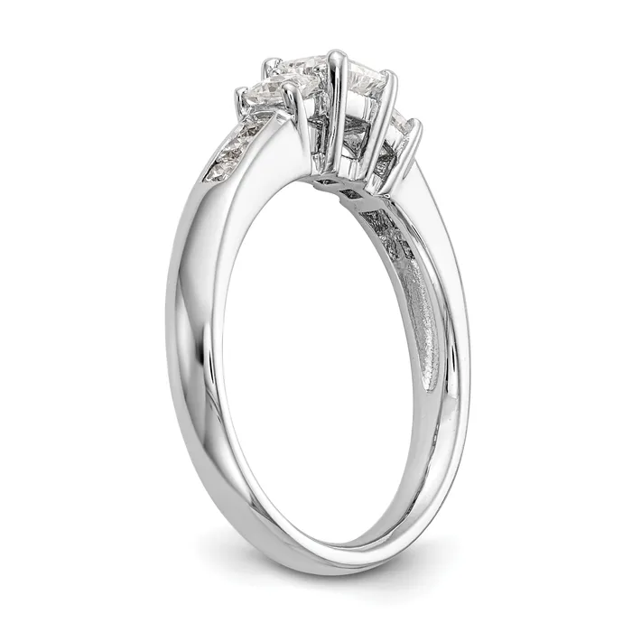 Rings 075ct CZ Solid Real 14K White Gold 3Stone Engagement Ring Goldia