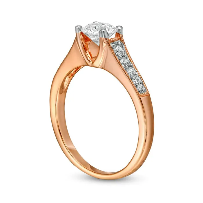 Rings 088 CT TW Natural Diamond Antique VintageStyle Engagement Ring in Solid 14K Rose Gold Goldia Rings 088 CT TW Natural Diamond Antique VintageStyle Engagement Ring in Solid 14K Rose Gold Goldia